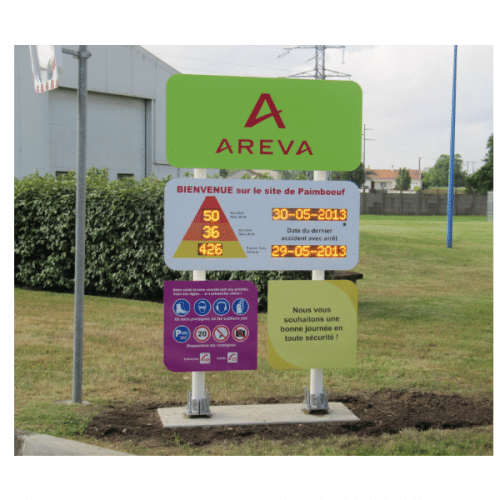 afficheur nombre de jours sans accident exterieur sur mat stramatel areva