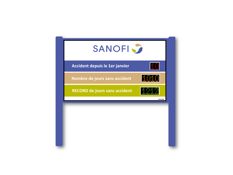 afficheur nombre de jours sans accident exterieur pertinence stramatel sanofi