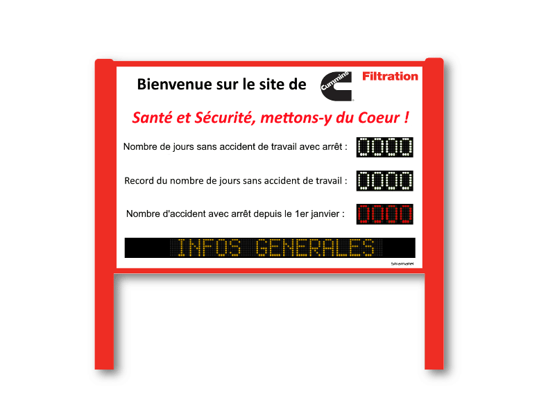 afficheur nombre de jours sans accident exterieur plenitude stramatel cummins filtration