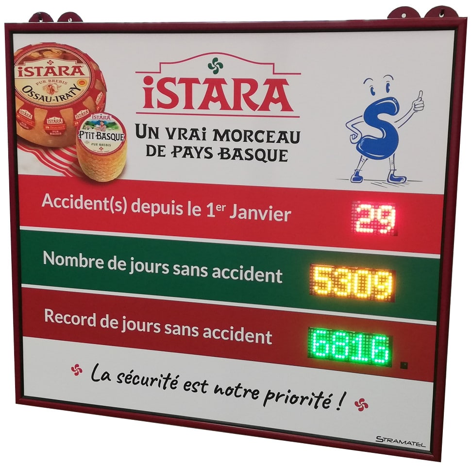 afficheur nombre de jours sans accident led stramatel fromagerie istara groupe lactalis larceveau