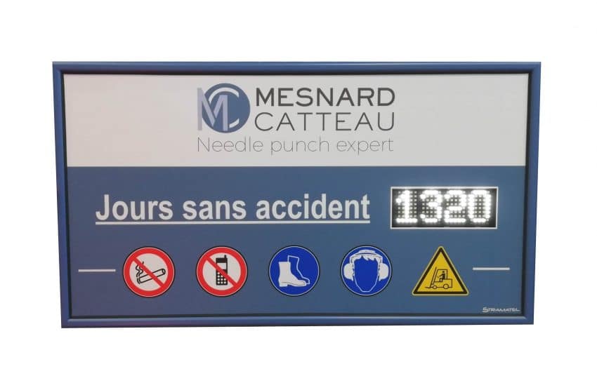 Afficheur sécurité nombre de jours sans accident stramatel mesnard catteau à saint loup des vignes