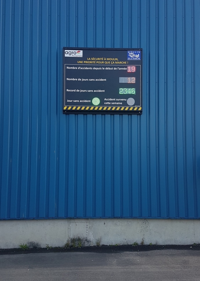 Nombre de jours sans accident extérieur Stramatel à l'usine Moulin de la Marche à Châteaulin