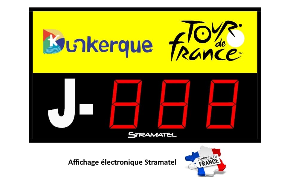 Décompte jours et compte à rebours pour Tour de France en affichage LED Stramatel