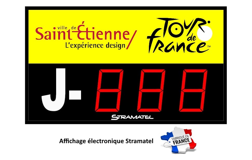 Décompte jours et compte à rebours pour Tour de France en affichage LED Stramatel