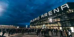 Žalgirio Arena à Kaunas en Lituanie vue de l'extérieur