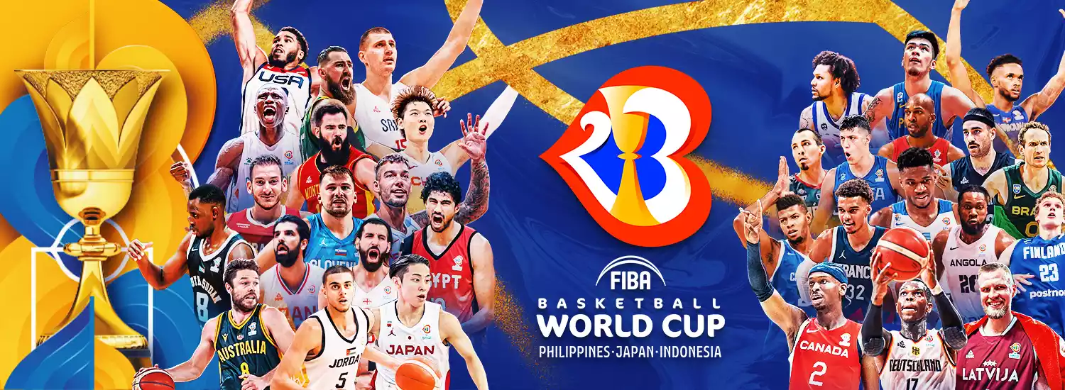 bannière de promotion de la coupe du monde de basket FIBA 2023