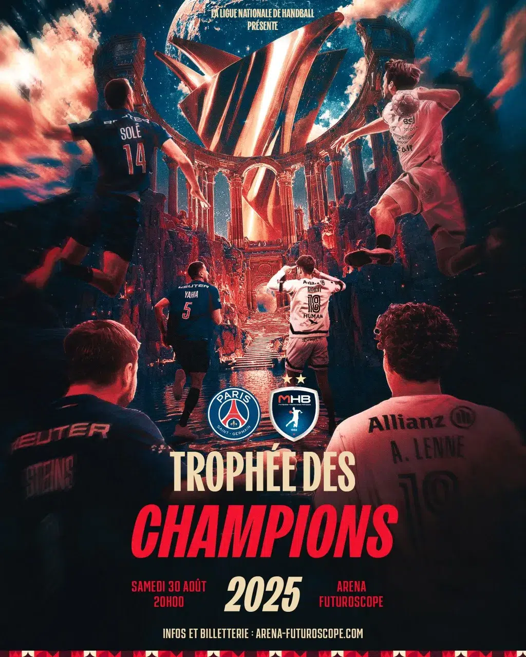 affiche trophée des champions 2025 de handball, PSG vs Montpellier
